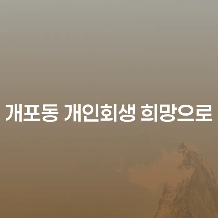 개포동 개인회생 희망으로
