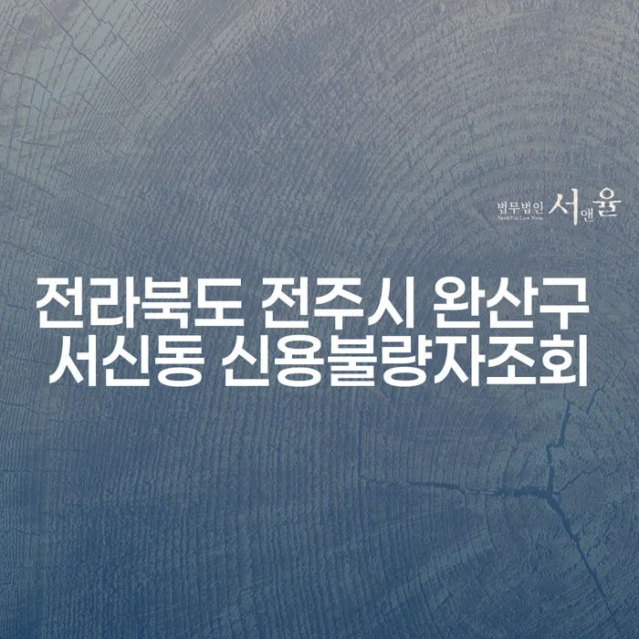 전라북도 전주시 완산구 서신동에서 신용불량자 조회가 필요한 이유는?